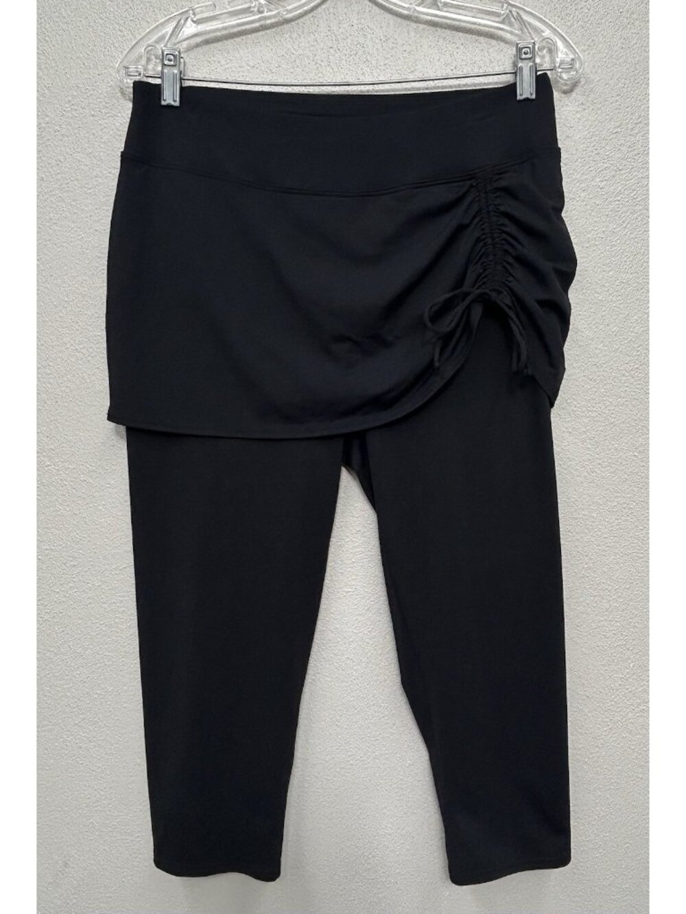 Lands' End  Skirted Leggings Size Medium Black Modest Cinch Side Swim Bottoms